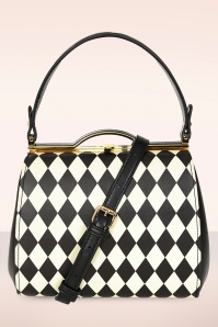 Banned Retro - Rhona Harlequin handtas in zwart en wit 3