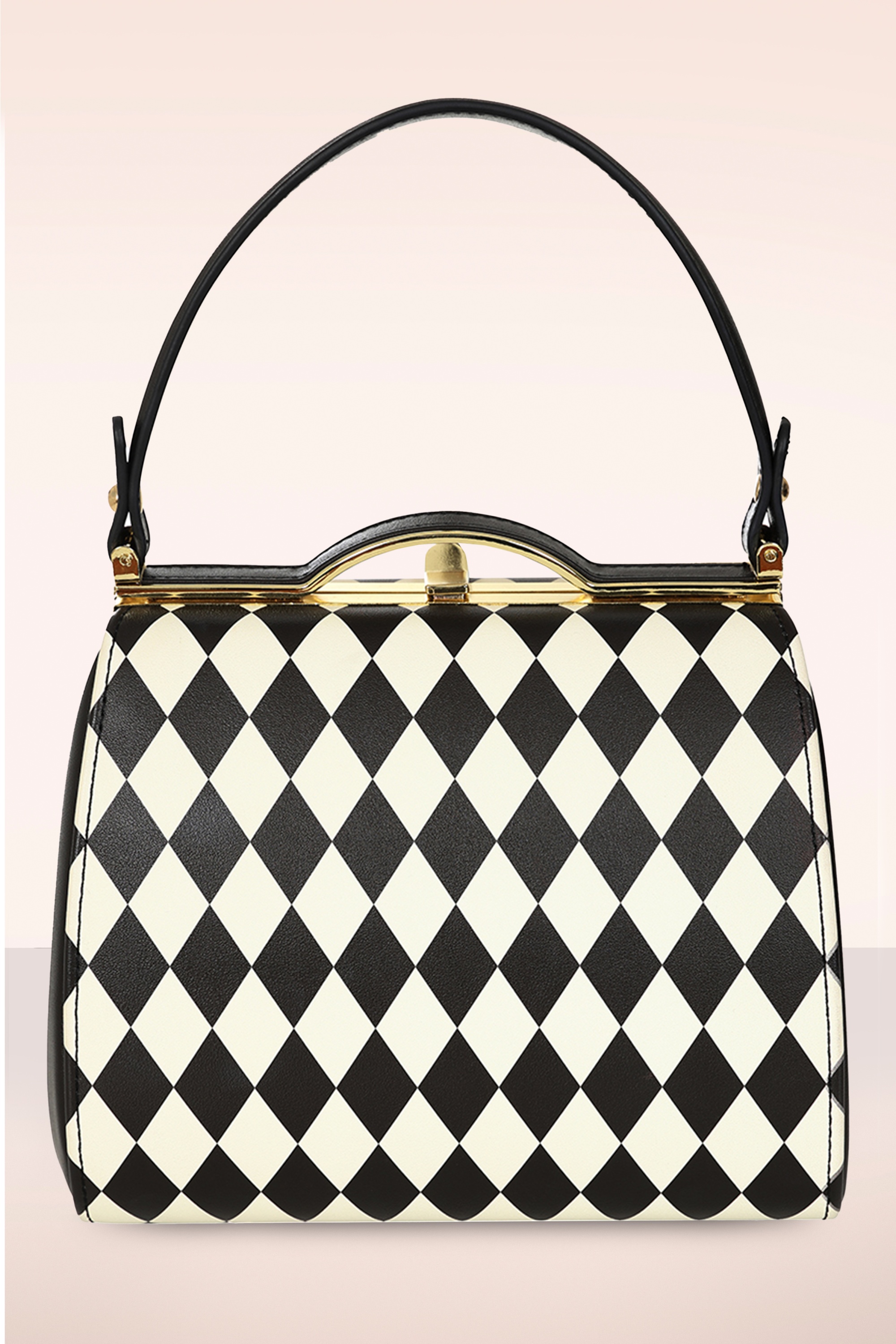 Banned Retro - Rhona Harlequin handtas in zwart en wit 4