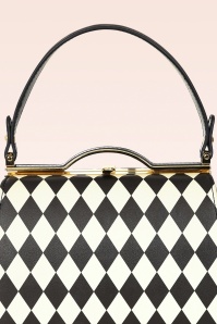 Banned Retro - Rhona Harlequin handtas in zwart en wit 7