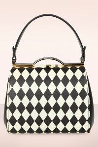 Banned Retro - Rhona Harlequin handtas in zwart en wit 8