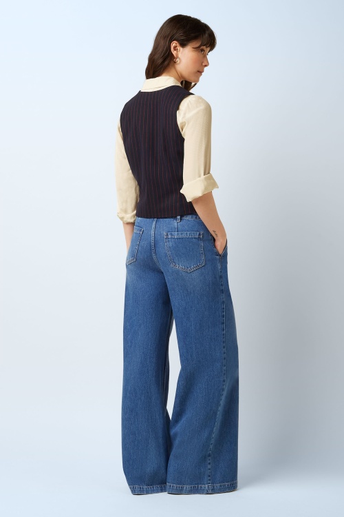 King Louie - Cissy Pinstripe gilet in nachtblauw 2