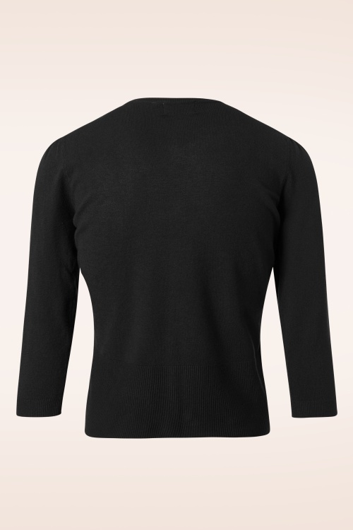 Banned Retro - Cat Scallop Collar cardigan in zwart 3