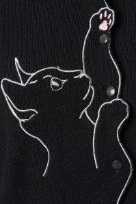 Banned Retro - Cat Scallop Collar cardigan in zwart 2