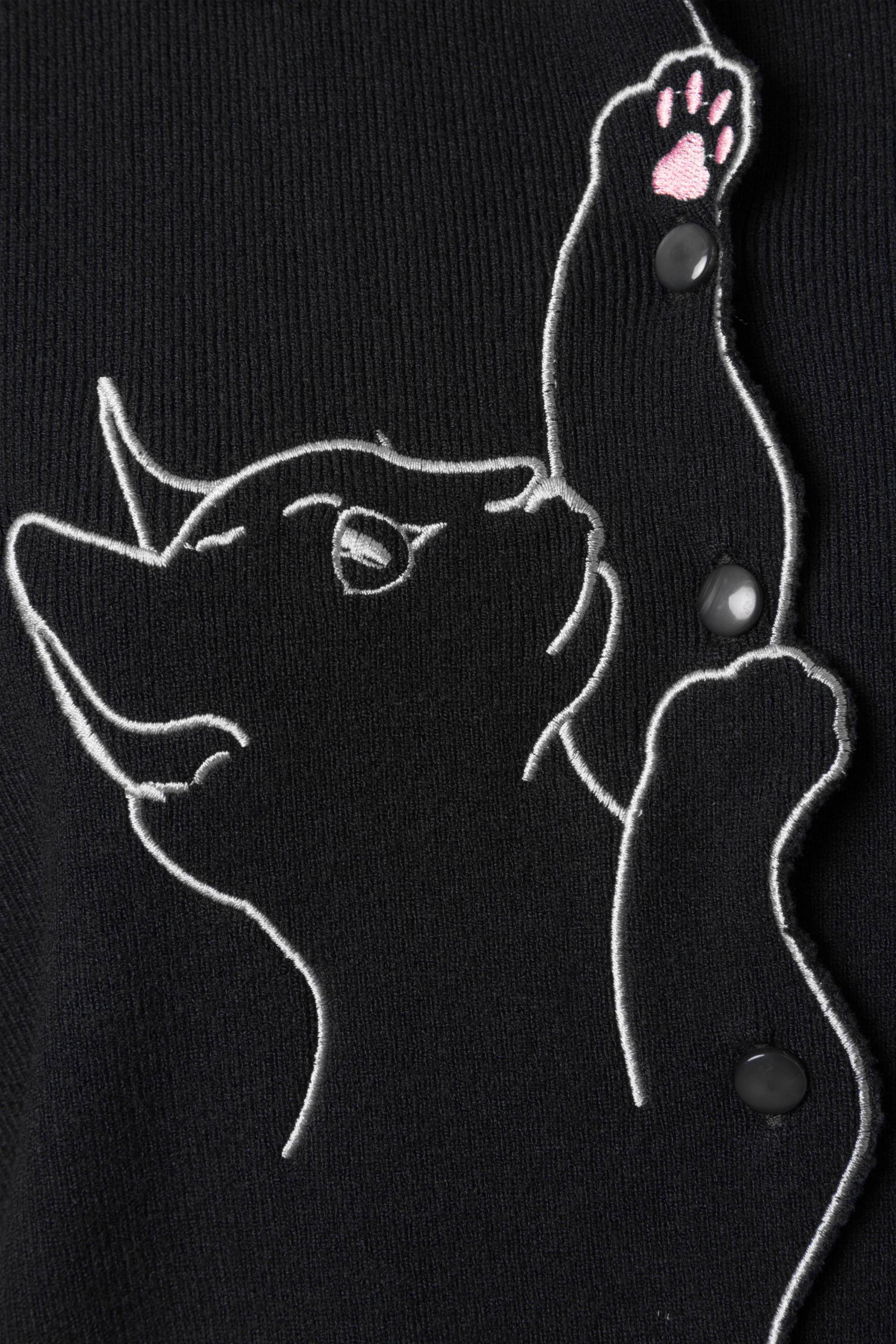 Banned Retro - Cat Scallop Collar cardigan in zwart 2