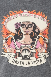 Queen Kerosin - Hasta la Vista T-shirt in antraciet  2