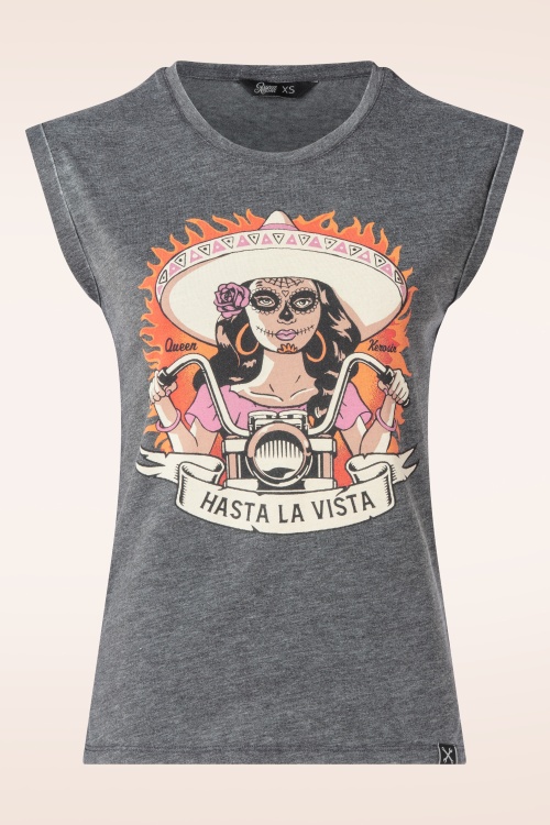 Queen Kerosin - Hasta la Vista T-shirt in antraciet 