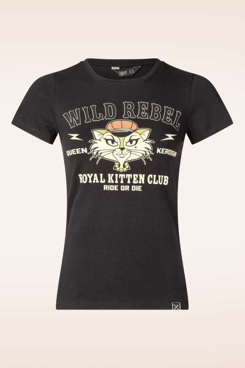 Queen Kerosin - Royal Kitten Club T-shirt in zwart