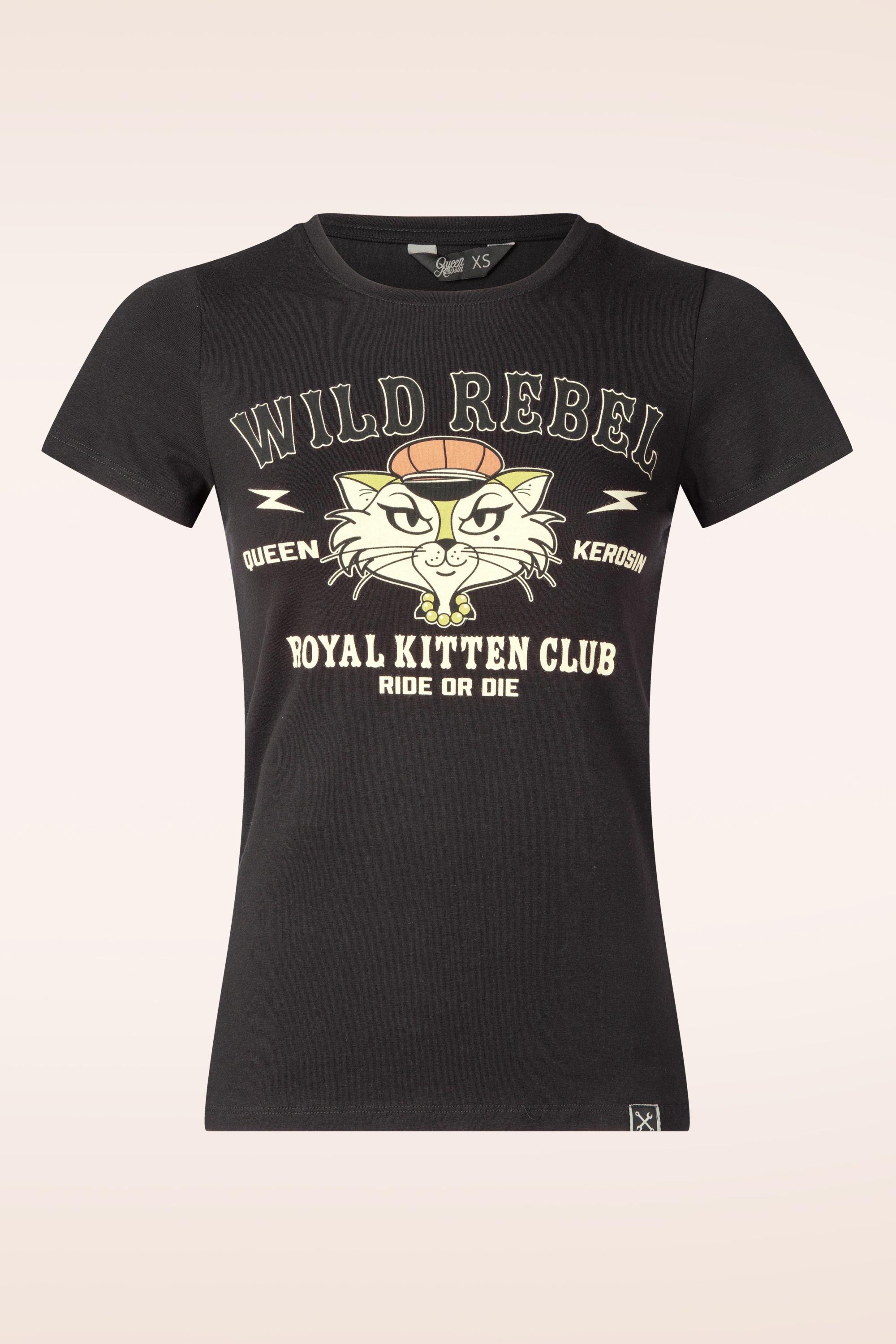 Queen Kerosin - Royal Kitten Club T-shirt in zwart