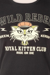 Queen Kerosin - Royal Kitten Club T-shirt in zwart 2