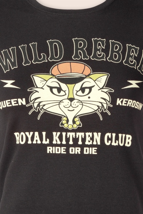 Queen Kerosin - Royal Kitten Club T-shirt in zwart 2