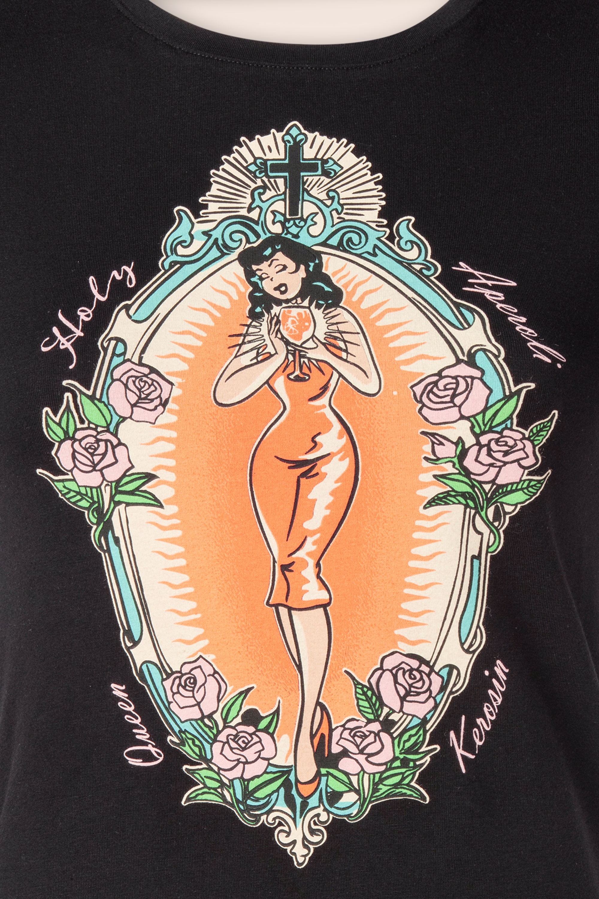 Queen Kerosin - Holi Aperoli T-shirt in zwart 2