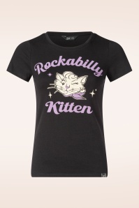 Queen Kerosin - Rockabilly Kitten T-shirt in zwart