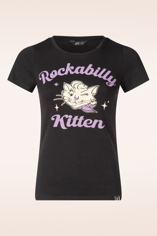 Queen Kerosin - Rockabilly Kitten T-shirt in zwart