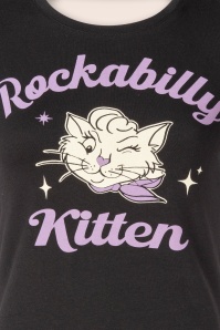 Queen Kerosin - Rockabilly Kitten T-shirt in zwart 2