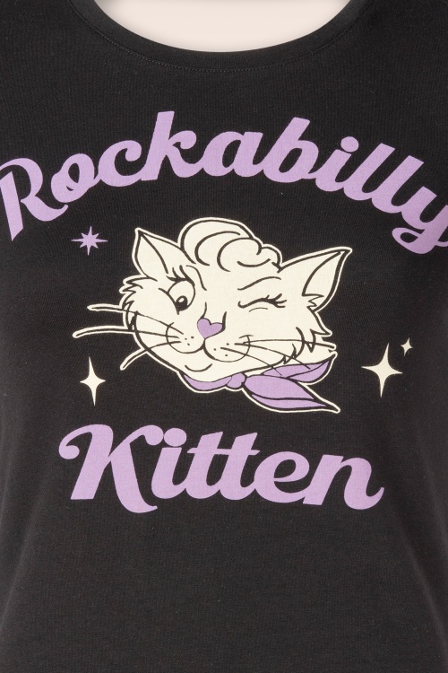 Queen Kerosin - Rockabilly Kitten T-shirt in zwart 2