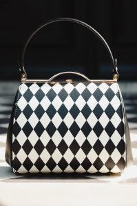 Banned Retro - Rhona Harlequin handtas in zwart en wit