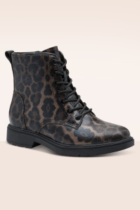 Jana Shoes - Lucy Vegan enkellaarsjes in donker leopard 3