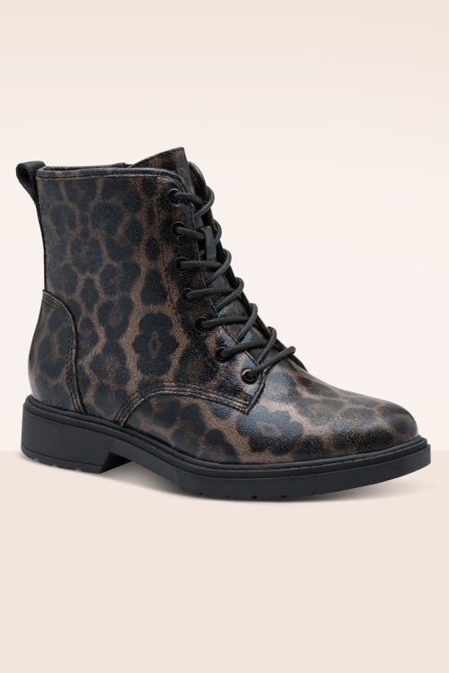 Jana Shoes - Lucy Vegan enkellaarsjes in donker leopard 3