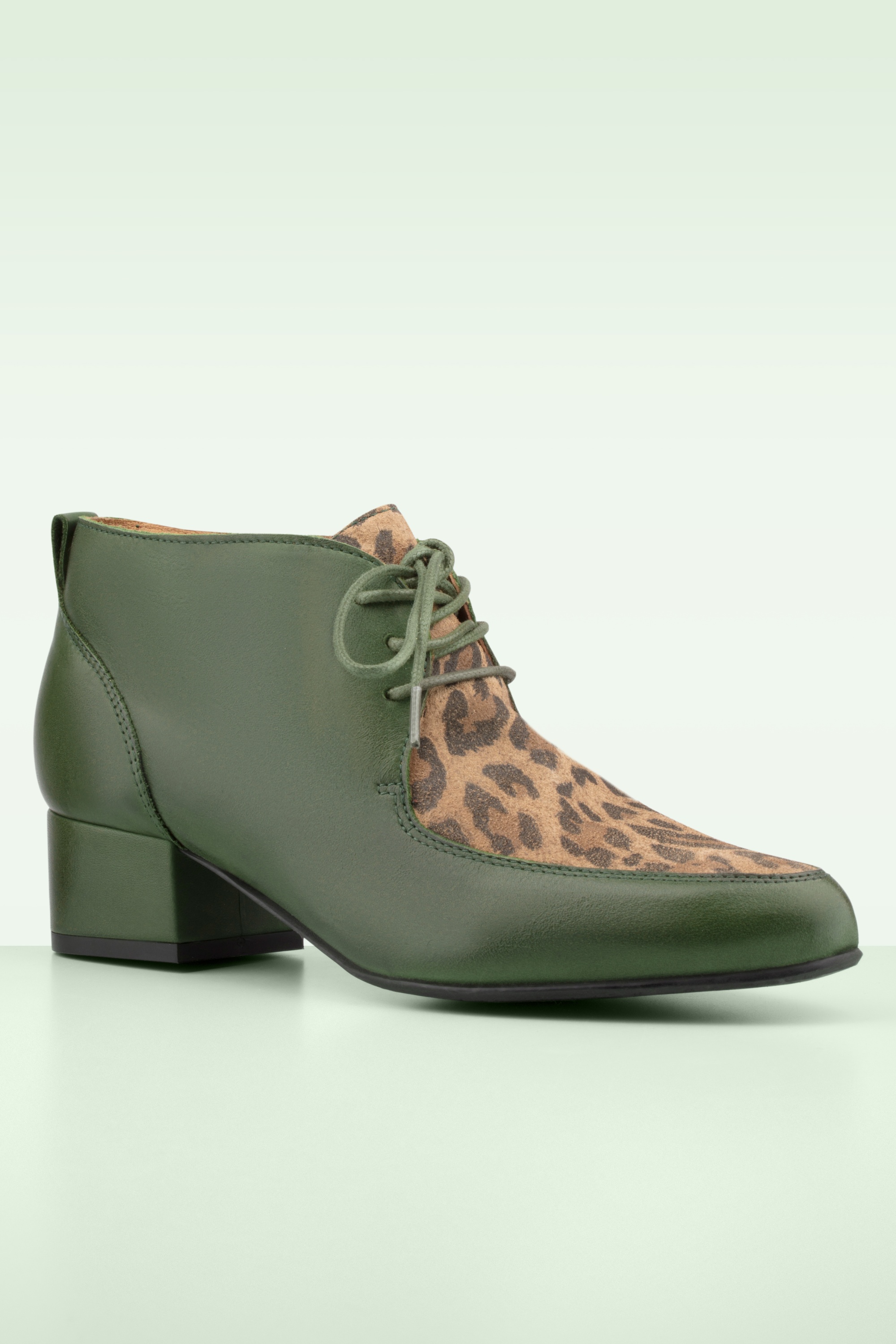 Miz Mooz - Rize shoe booties in leopard en bosgroen 3