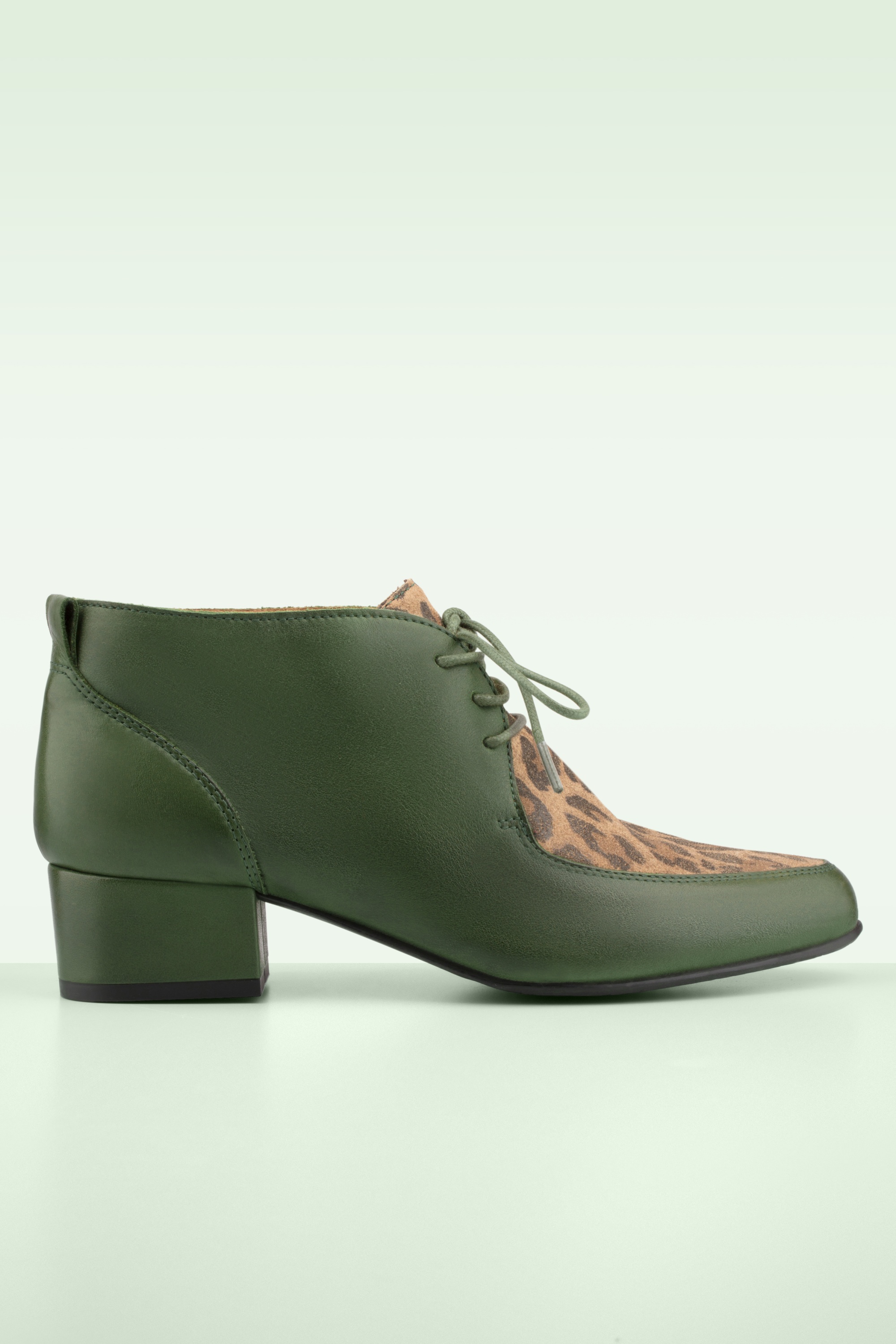 Miz Mooz - Rize shoe booties in leopard en bosgroen