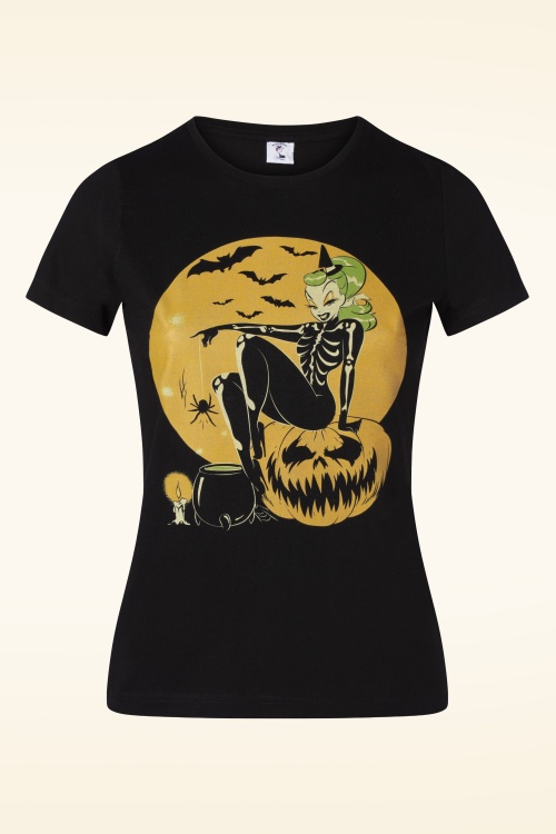PinRock - Hallowitch T-shirt in zwart