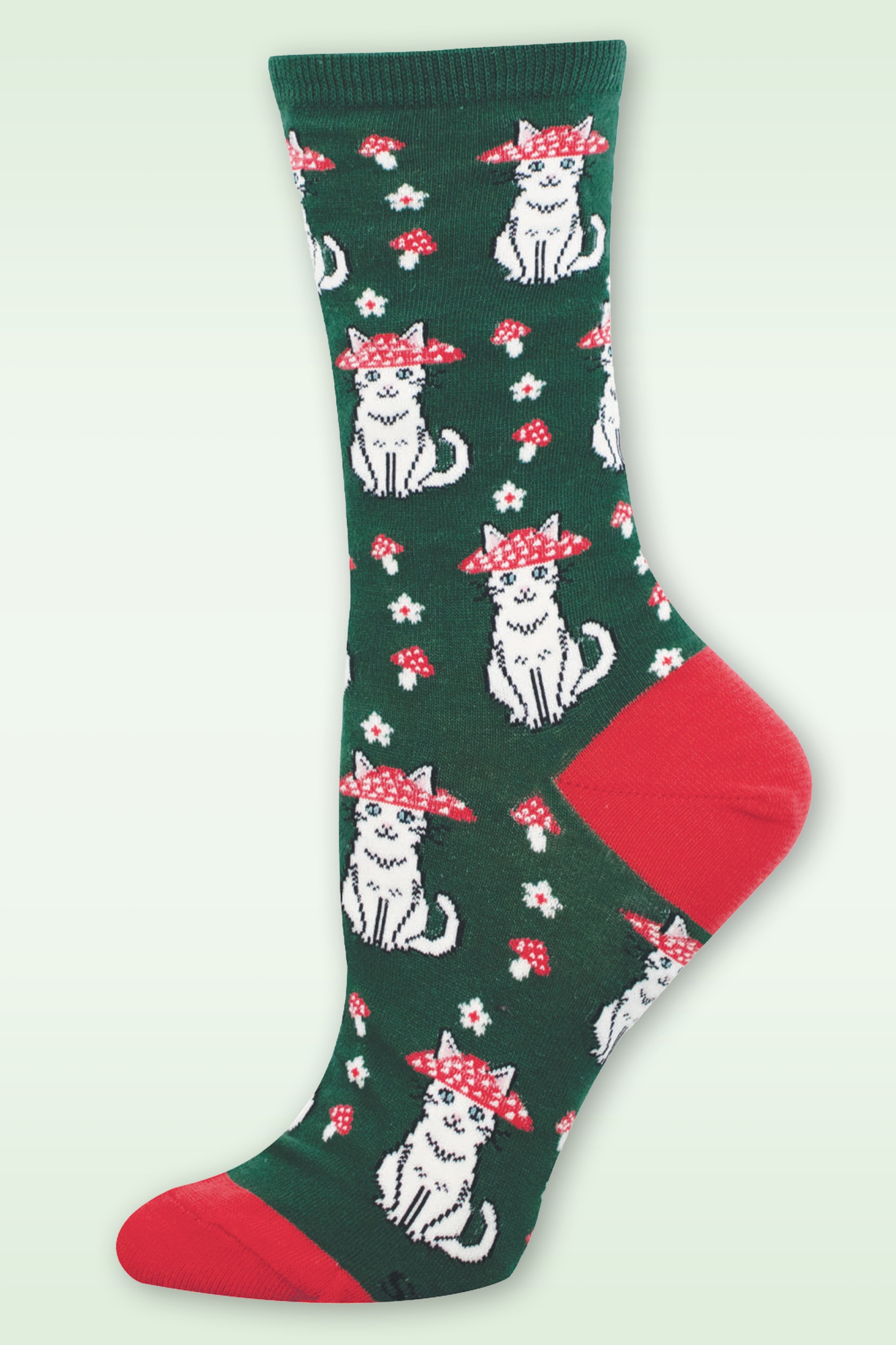 Socksmith - Mushroom Cat sokken in groen