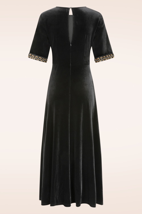 Traffic People - Forgiven maxi jurk in zwart fluweel  4