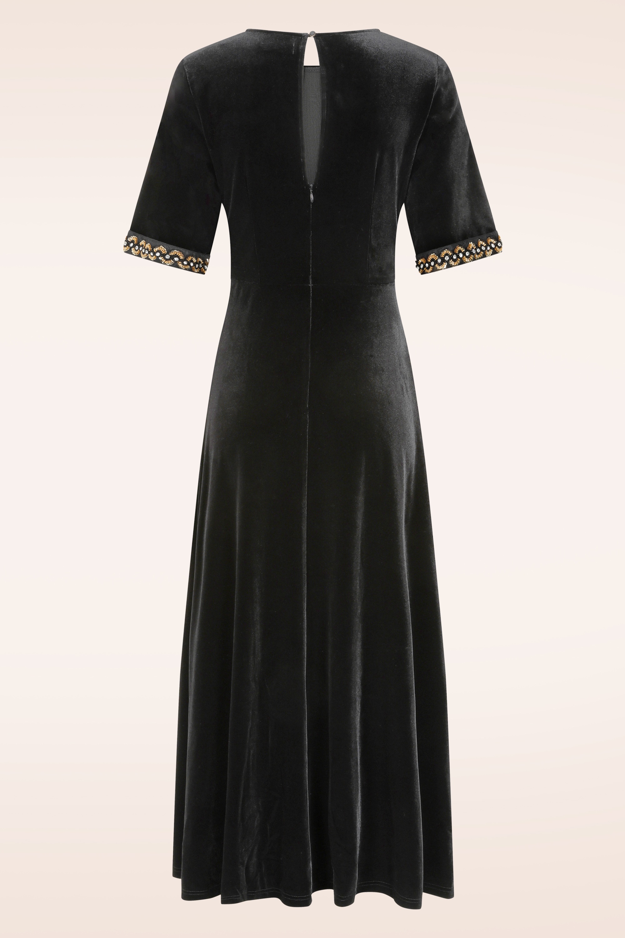 Traffic People - Forgiven maxi jurk in zwart fluweel  4
