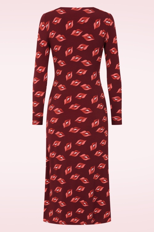 Minueto - Raffaella Midi jurk in wijnrood 3