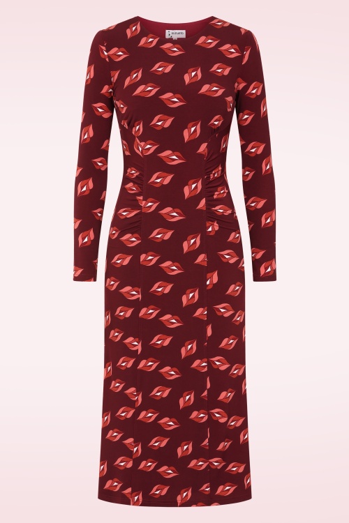 Minueto - Raffaella Midi jurk in wijnrood