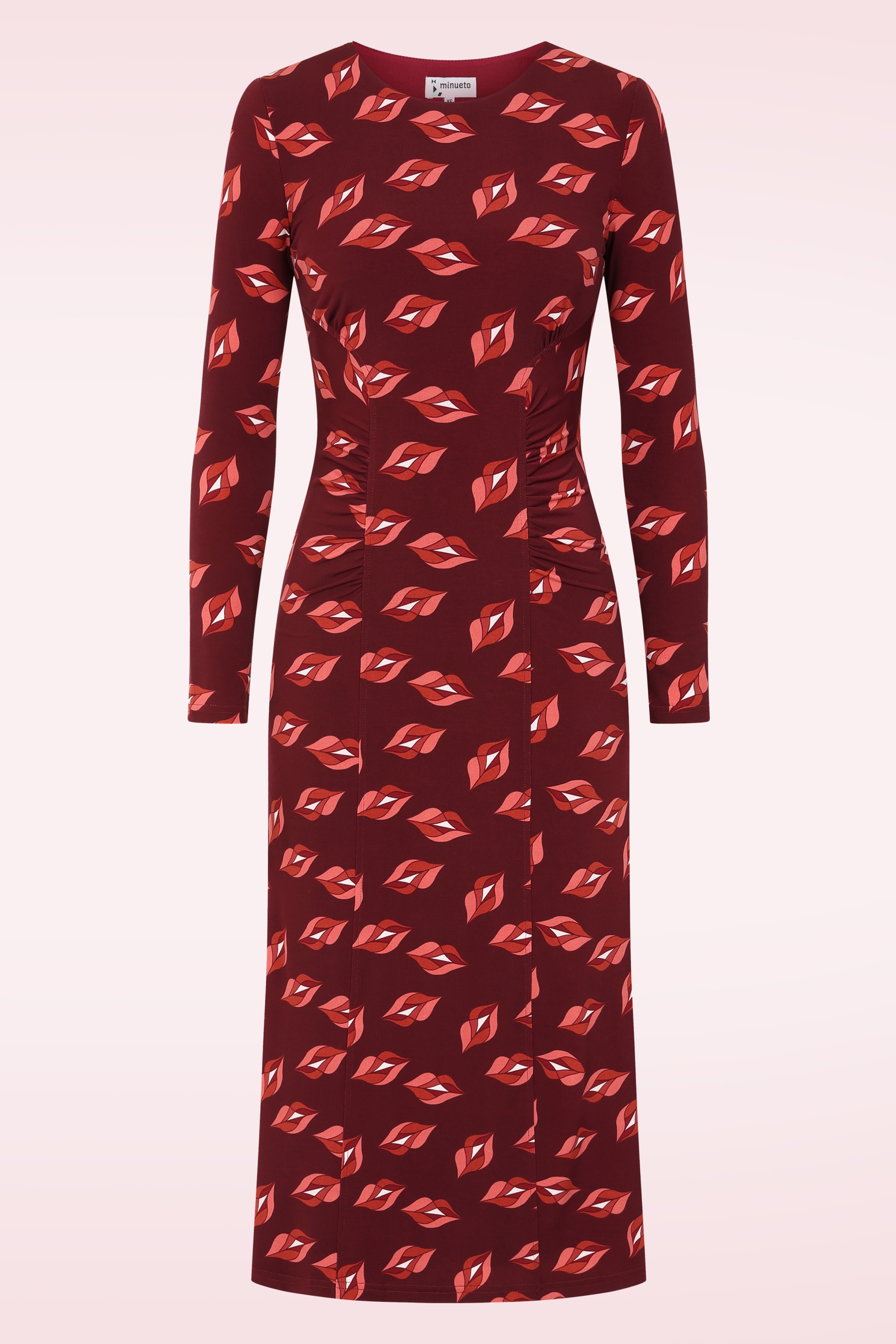 Minueto - Raffaella Midi jurk in wijnrood