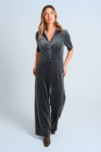 Traffic People - Avenge corduroy jumpsuit in zilverblauw 2