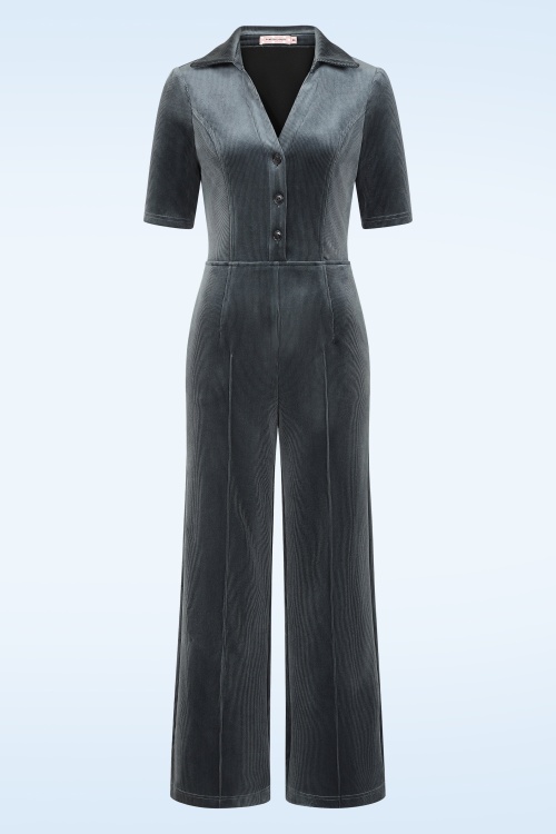 Traffic People - Avenge corduroy jumpsuit in zilverblauw