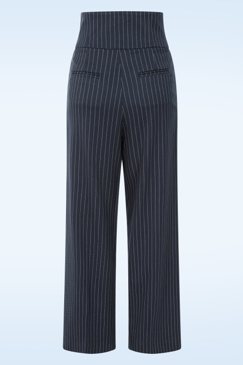 Femkit - Bonny High Waist Pinstripe pantalon in donkerblauw 3