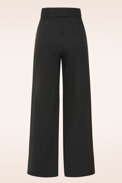 Vintage Chic for Topvintage - Topvintage exclusive ~ Sasha Pinstripe pantalon in zwart 3