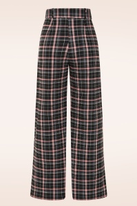 Vintage Chic for Topvintage - Topvintage exclusive ~ Sasha Pink Check pantalon in zwart 3