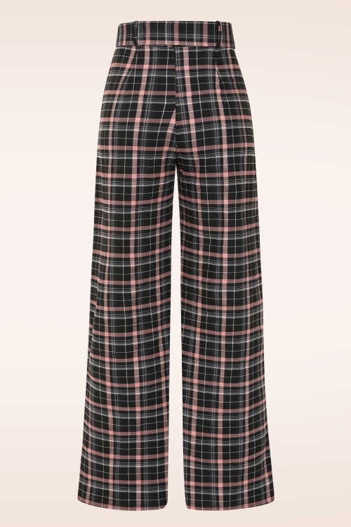 Vintage Chic for Topvintage - Topvintage exclusive ~ Sasha Pink Check pantalon in zwart 3