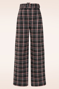 Vintage Chic for Topvintage - Topvintage exclusive ~ Sasha Pink Check pantalon in zwart