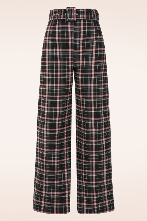 Vintage Chic for Topvintage - Topvintage exclusive ~ Sasha Pink Check pantalon in zwart