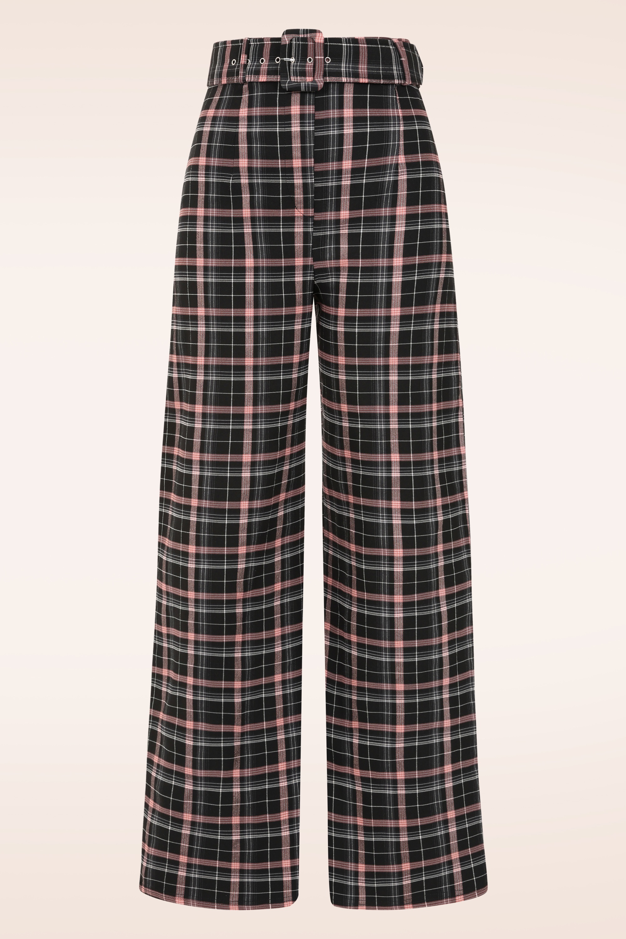 Vintage Chic for Topvintage - Topvintage exclusive ~ Sasha Pink Check pantalon in zwart