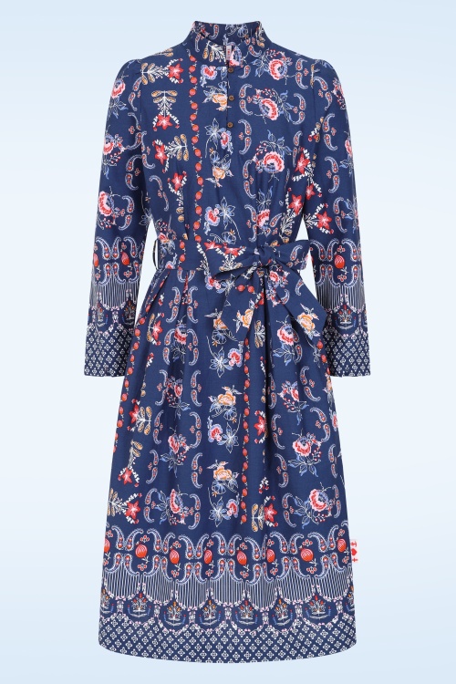 Blutsgeschwister -  Frisian Princess midi jurk in porselein blauw