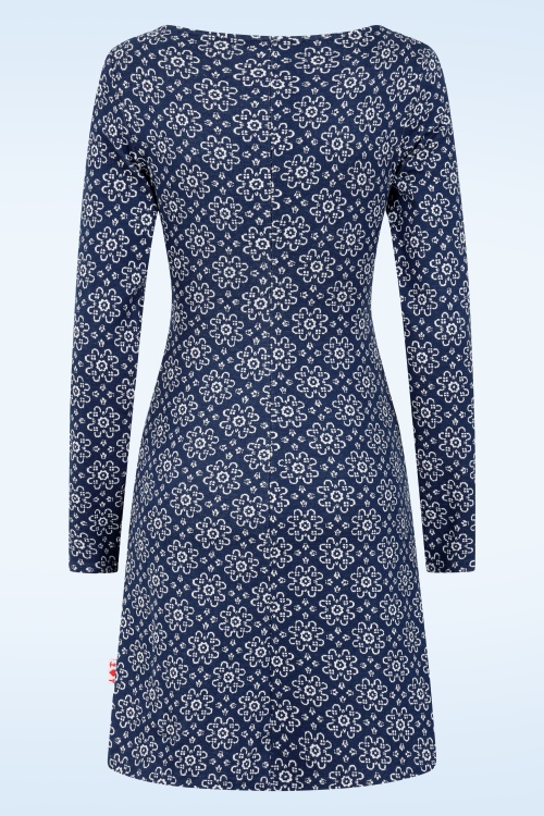 Blutsgeschwister - California Calling gebreide jurk in alpine rose jacquard blauw 3