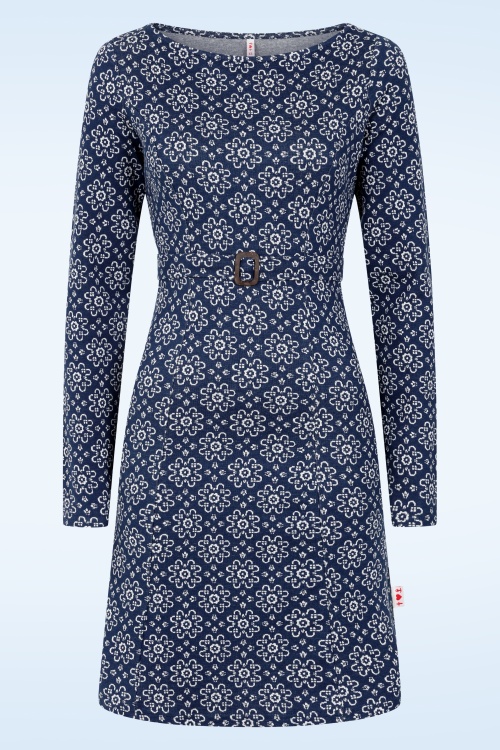 Blutsgeschwister - California Calling gebreide jurk in alpine rose jacquard blauw