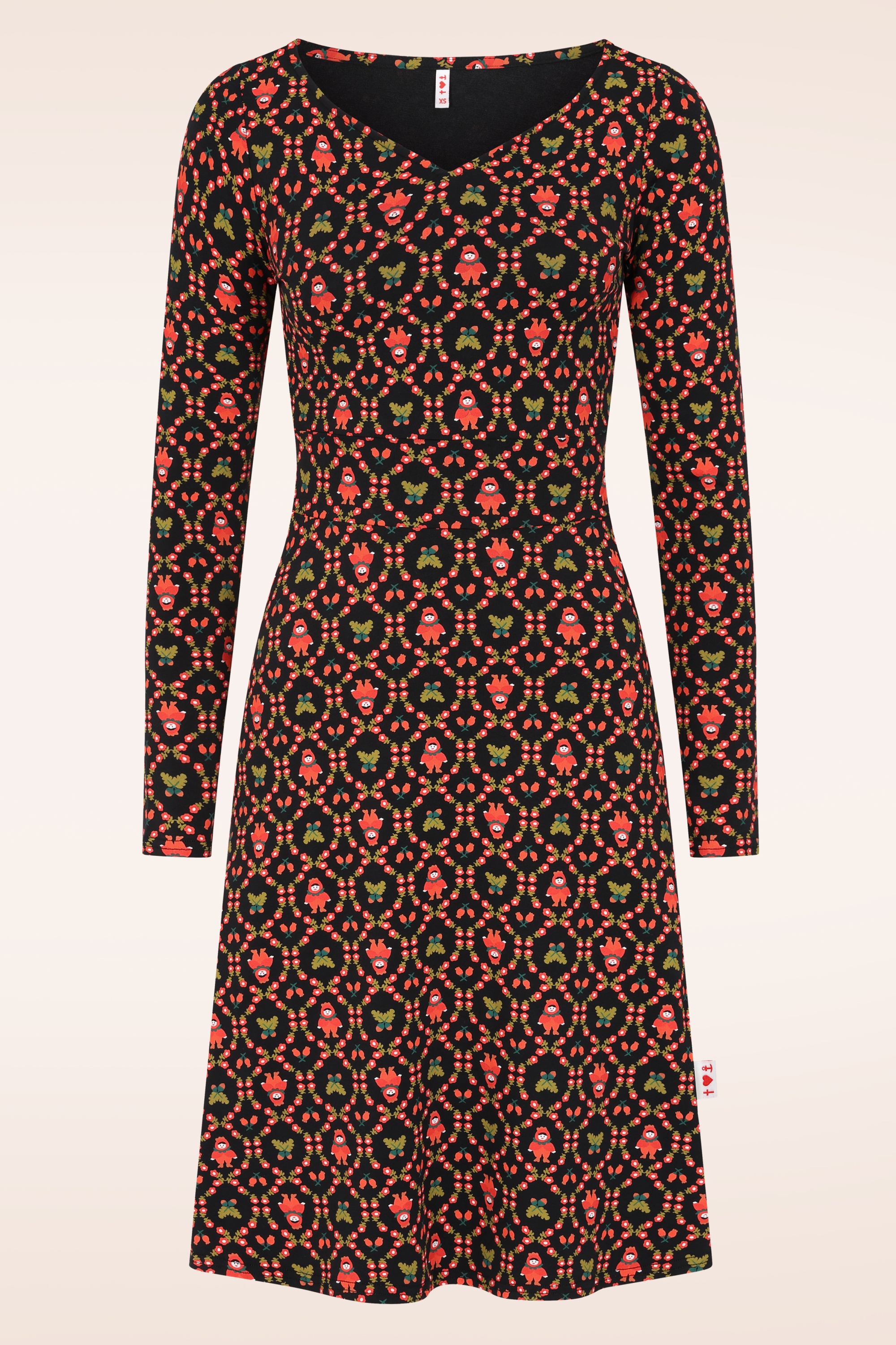 Blutsgeschwister - Jersey jurk Froggy Queen in rose hip hella zwart