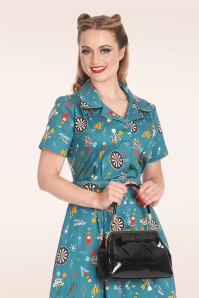 Banned Retro - California Nights lak handtas in zwart 2