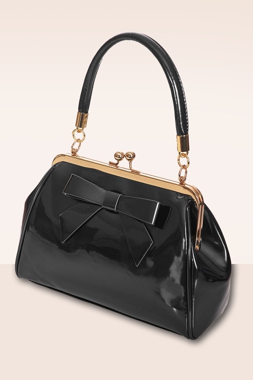 Banned Retro - California Nights lak handtas in zwart 3