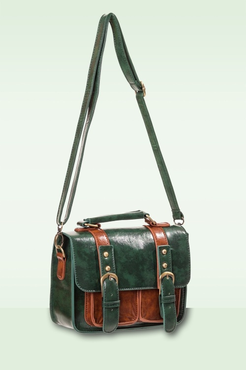 Banned Retro - Leila handtas in bosgroen 4