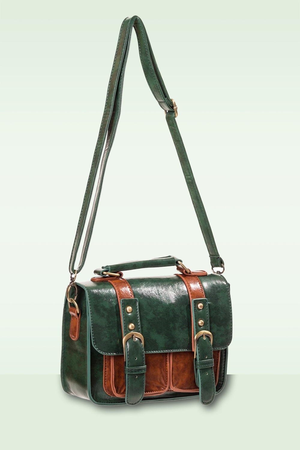 Banned Retro - Leila handtas in bosgroen 4