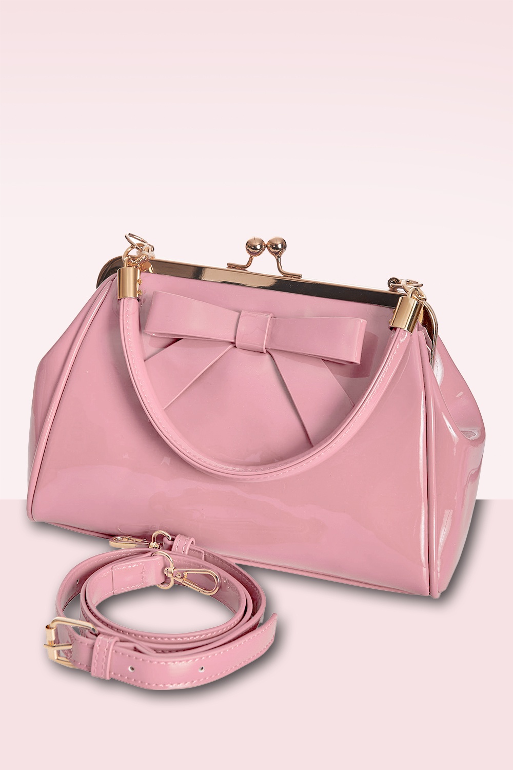 Banned Retro - California Nights lak handtas in roze 2