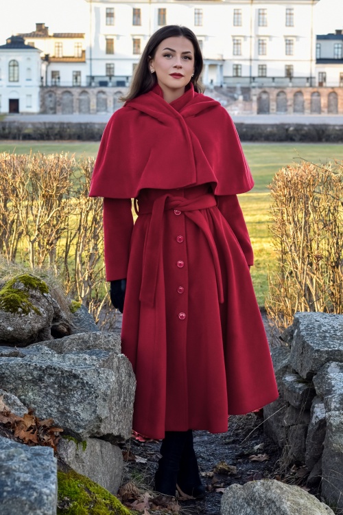 Topvintage Boutique Collection - Topvintage exclusive ~ Fairy Tale Swing Coat in rood